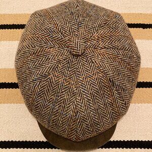 Stetson Hatteras Newsboy Cap, Harris Tweed, L, 7 1/4 - 7 1/8, 58-59, Harris Twee